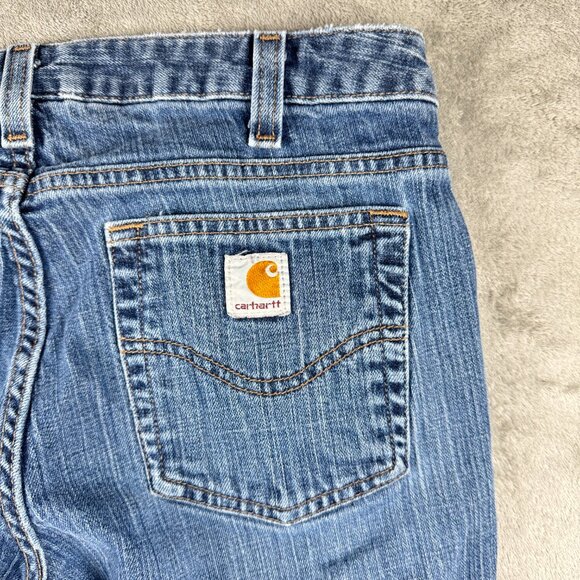 Carhartt Curvy Fit Bootcut Jeans Women’s Size 8x30 Blue Denim Mid Rise - Picture 9 of 13
